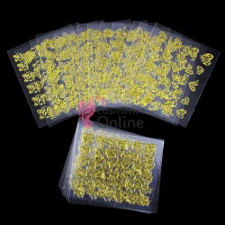 Stickere 3D Combinate  3DA10 Aurii Metalizat, 6 folii